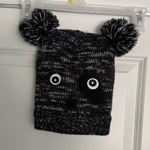 Black and White Kids Pom Pom Beanie